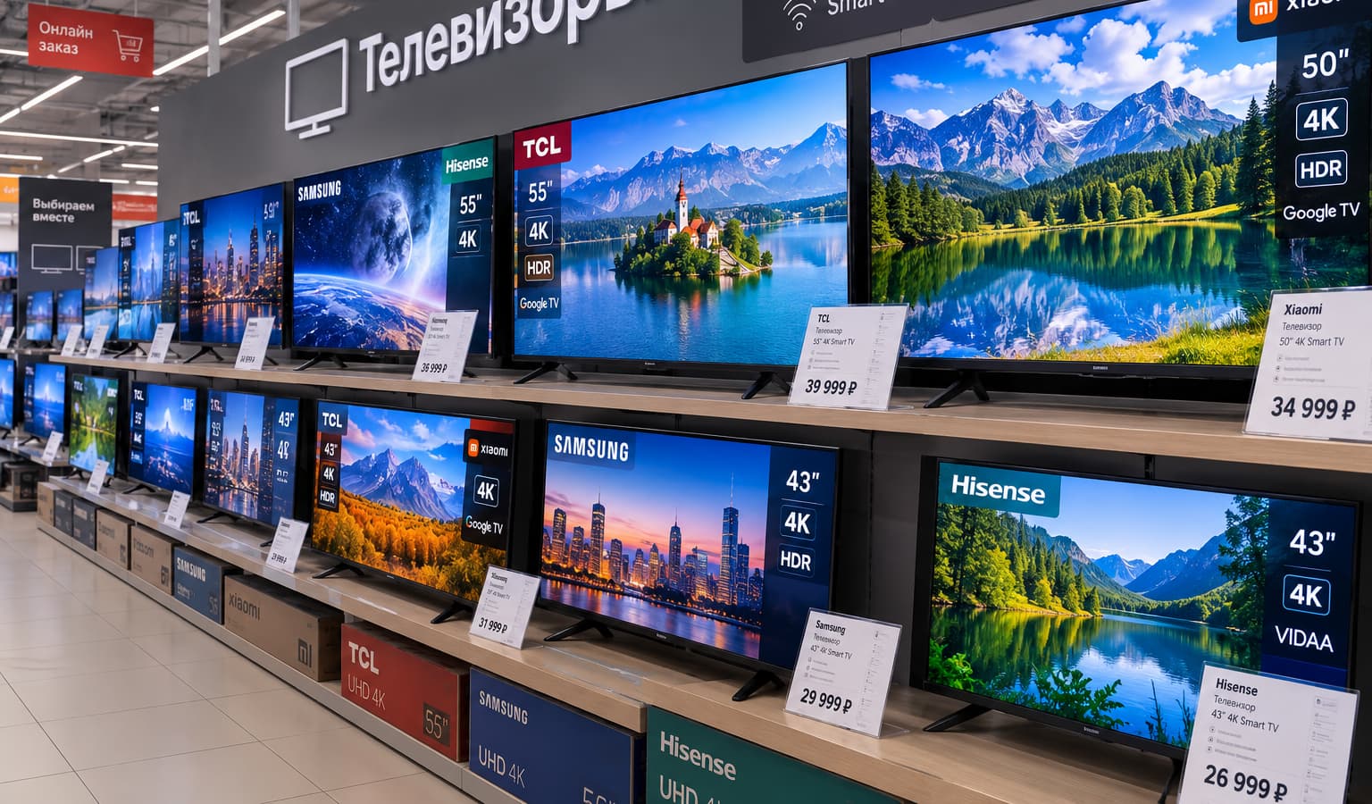 Российский рынок телевизоров вырос: Xiaomi лидирует по продажам, «Сбер» в топ-5
